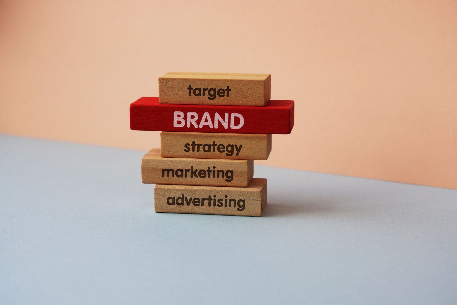 The word of brand on wood block